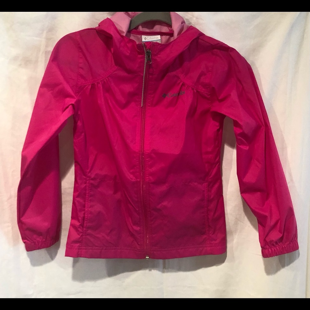 Columbia Jacket with Attached Hood Feminine Details Nicely Designed Fuchsia